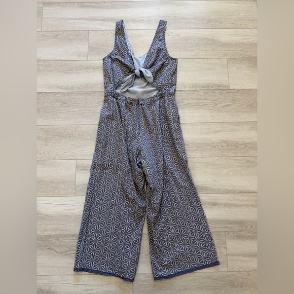 Anthropologie Elevenses Jumpsuit Sz S Priya Blue Starburst Tie Back Wide Leg - Picture 4 of 16